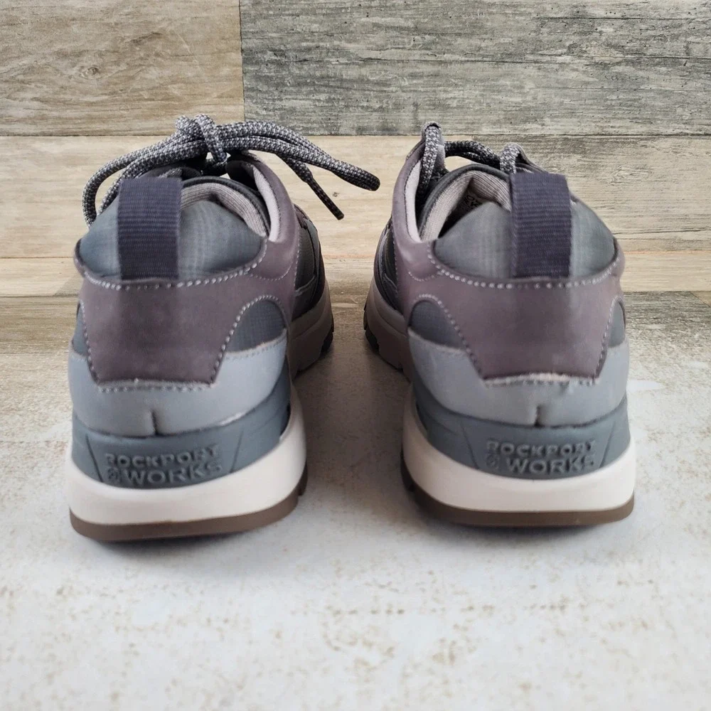 Rockport Works Pulse Tech Womens Work Shoes Sz 6 M Gray Leather Composite Toe